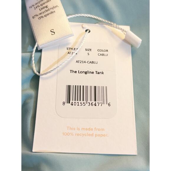 Andie NWT The Longline Bikini Tank Top Size S Blue Stretch Adjustable Straps - Picture 5 of 5